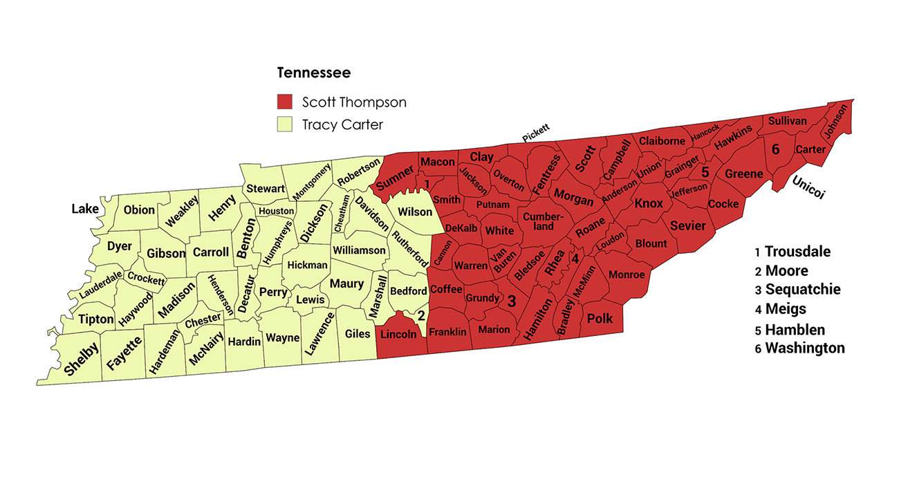 Stanbury Tennessee Region Map